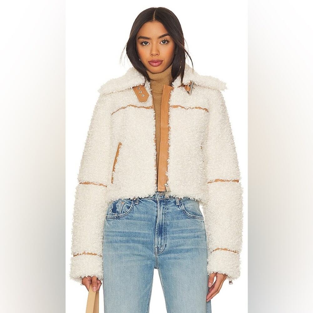 Jonathan Simkhai Triana Sherpa Jacket in Cream